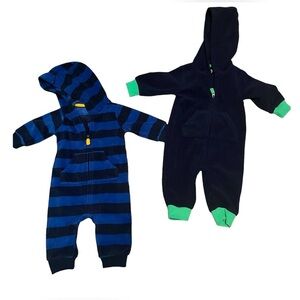 3 month baby boy blue fleece long sleeve onesies